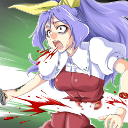 purple hair girl cutted into half from waist guro page 2