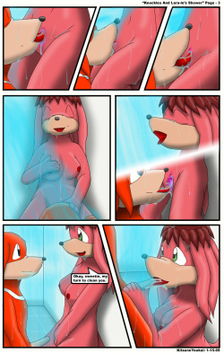 [Kitsune Youaki] Knuckles and Lara-Le's Shower (Sonic The Hedgehog) page 3