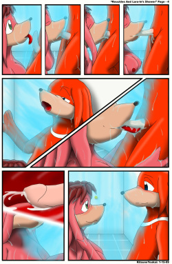 [Kitsune Youaki] Knuckles and Lara-Le's Shower (Sonic The Hedgehog) page 4