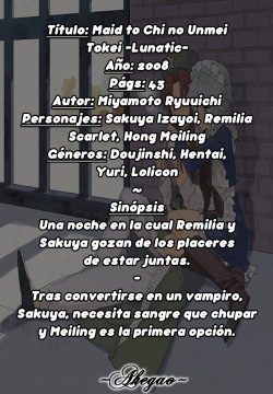 (SC41) [VISIONNERZ (Miyamoto Ryuuichi)] Maid to Chi no Unmei Tokei -Lunatic- (Touhou Project) [Spanish] [Ichi no Fansub] page 2
