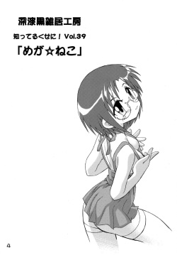 (C73) [Shin Shikkoku Zakkyo Koubou (Miyamoto Rumi)] Shitteru Kuse ni! Vol.39 "Mega Neko" (Lucky Star) page 3